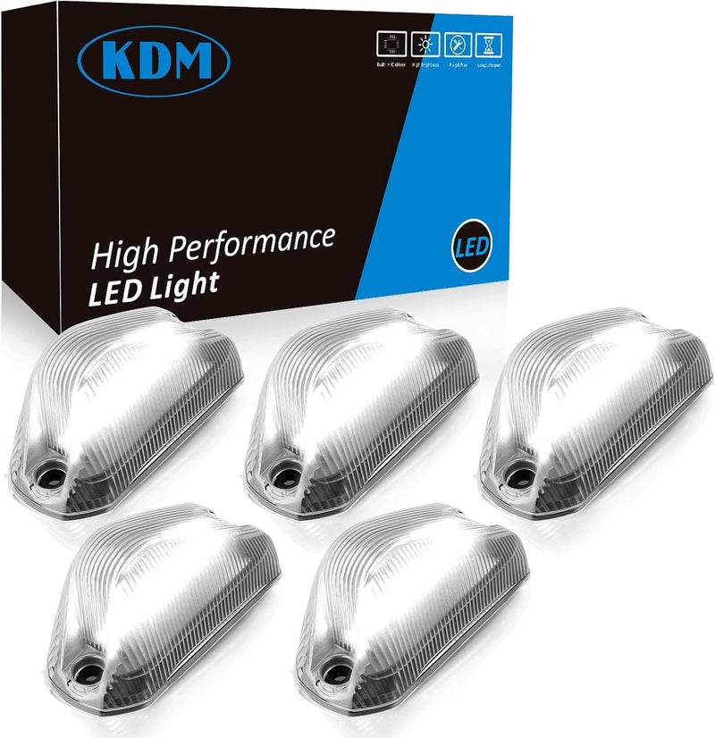 KDM Clear Lens Led Cab Roof Top Marker Lights assembly Fit for 2014-2023 Dodge Ram ProMaster 1500 2500 3500 Pick up Truck Van,Mounted Running Clearance Lamp Bright White,5Pack - Image 1